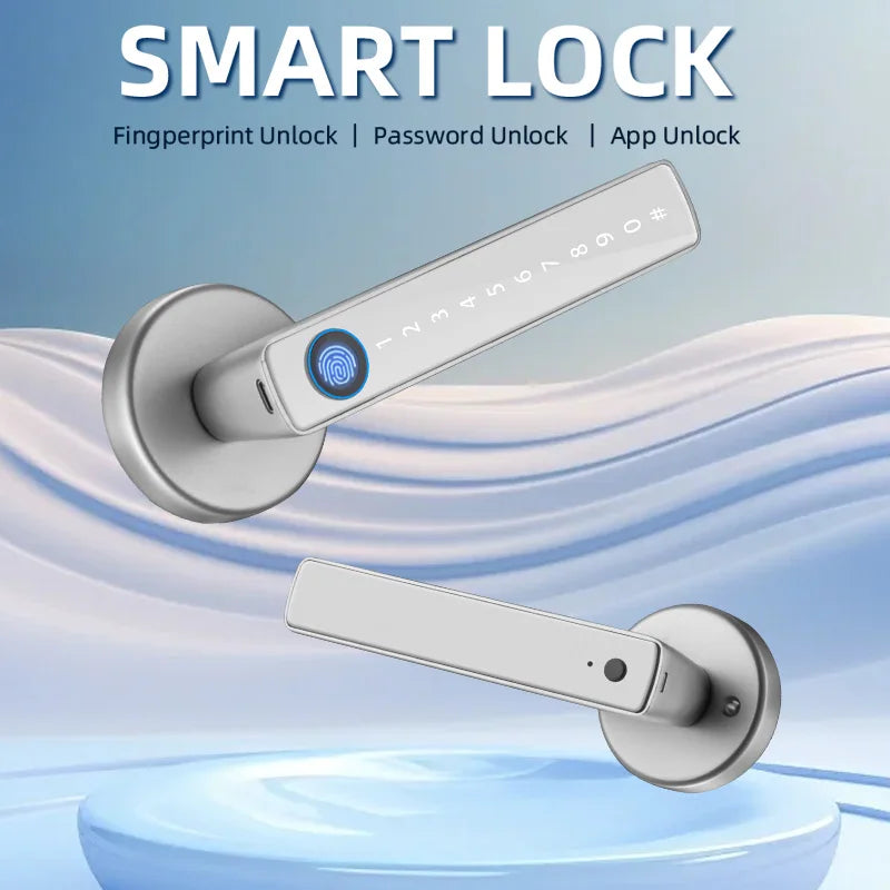 Smart Door Lock Handle with Fingerprint Key Card Digital Door Lock Keypad Key Entry Electronic Lock Do Brasil Sem Taxas