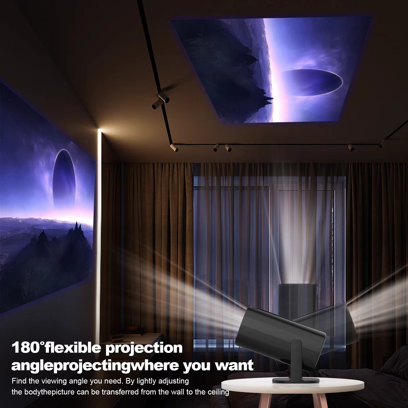 Mini Projector Android 11 Wifi6 Support 4K 1080P Projector 2.4G&5G Wifi 1280*720P Smart Home Cinema Portable Projector