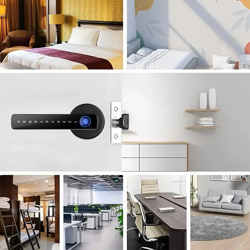 Smart Door Lock Handle with Fingerprint Key Card Digital Door Lock Keypad Key Entry Electronic Lock Do Brasil Sem Taxas