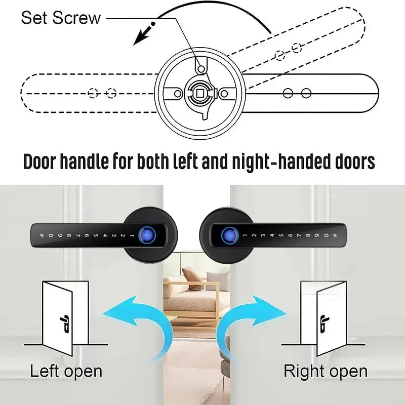 Smart Door Lock Handle with Fingerprint Key Card Digital Door Lock Keypad Key Entry Electronic Lock Do Brasil Sem Taxas