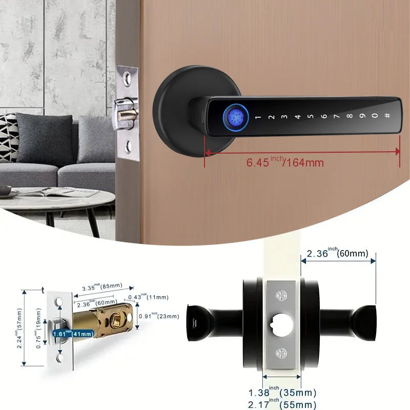 Smart Door Lock Handle with Fingerprint Key Card Digital Door Lock Keypad Key Entry Electronic Lock Do Brasil Sem Taxas
