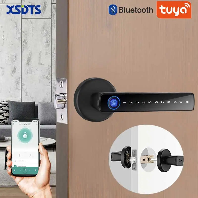 Smart Door Lock Handle with Fingerprint Key Card Digital Door Lock Keypad Key Entry Electronic Lock Do Brasil Sem Taxas