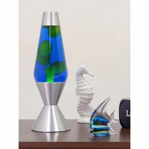 Lava® Lamp 16.3'' Yellow Wax/Blue Liquid/Silver Base & Cap [New ] Decor, Lamp